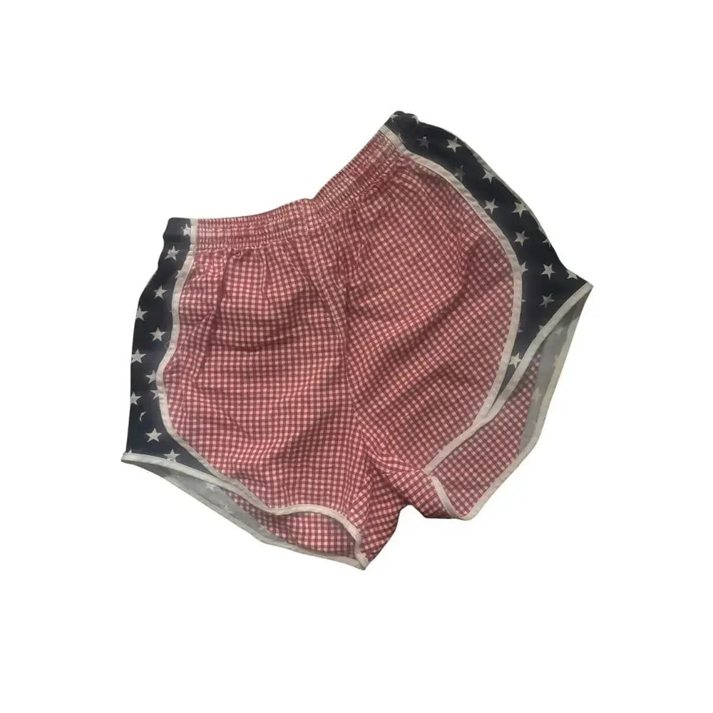 Y2K Shorties by Lauren James Americana Gingham Running Shorts USA Stars Size S